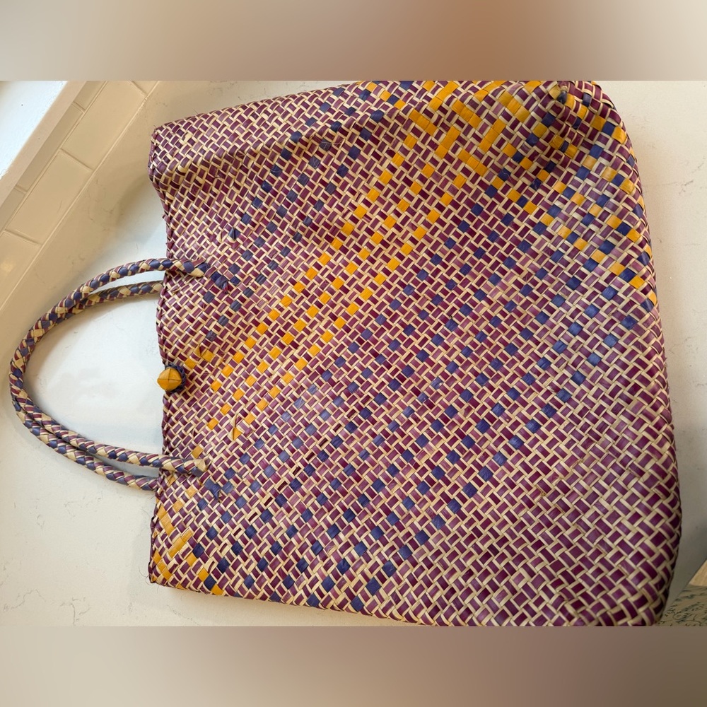 Woven Purple and Yellow Tote Bag